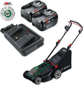 Bosch Tondeuse Sans Fil 18V ROTAK2-43, 43 cm, Hauteur 30-75 mm, Sac 40L, Paillage, 2 Batteries et Chargeur
