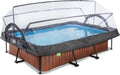 Piscine en Bois Rectangulaire EXIT TOYS avec Pompe et Couvercle - 300x200x65cm - Eau Propre et Chauffée