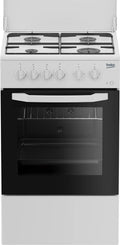 Cuisinière Beko 50x50 cm, four électrique statique et 4 brûleurs à gaz, classe énergétique A, commande mécanique, blanc