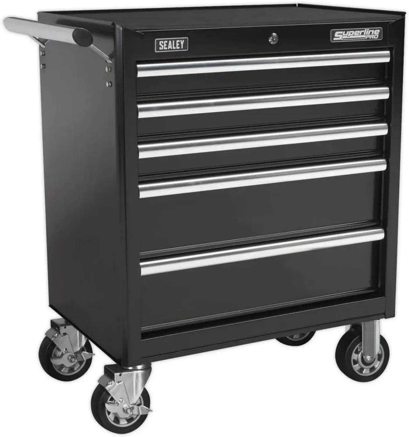Chariot d'Atelier Noir 5 Tiroirs avec Glissières à Billes - Sealey