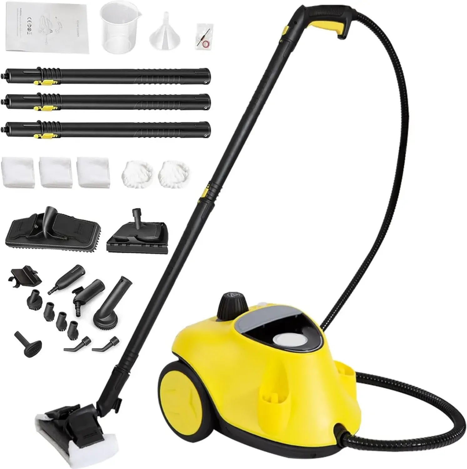 Nettoyeur Vapeur Multifonctionnel 2100W avec 29 Accessoires, Réservoir 2,1 L, Pression 5 Bar, Kit pour Sol et Buses, Alerte Niveau d'Eau, Convient pour Tapis, Carrelage, Fenêtres, Sols (Orange)