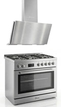 Cuisinière Mixte 90 cm en Inox avec Four 126L et Hotte Puissante
