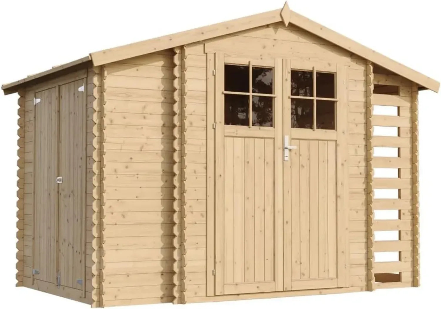 Cabane de Jardin en Bois avec Range-bûches - Espace de Rangement Extérieur 3,53 + 0,97 m2
