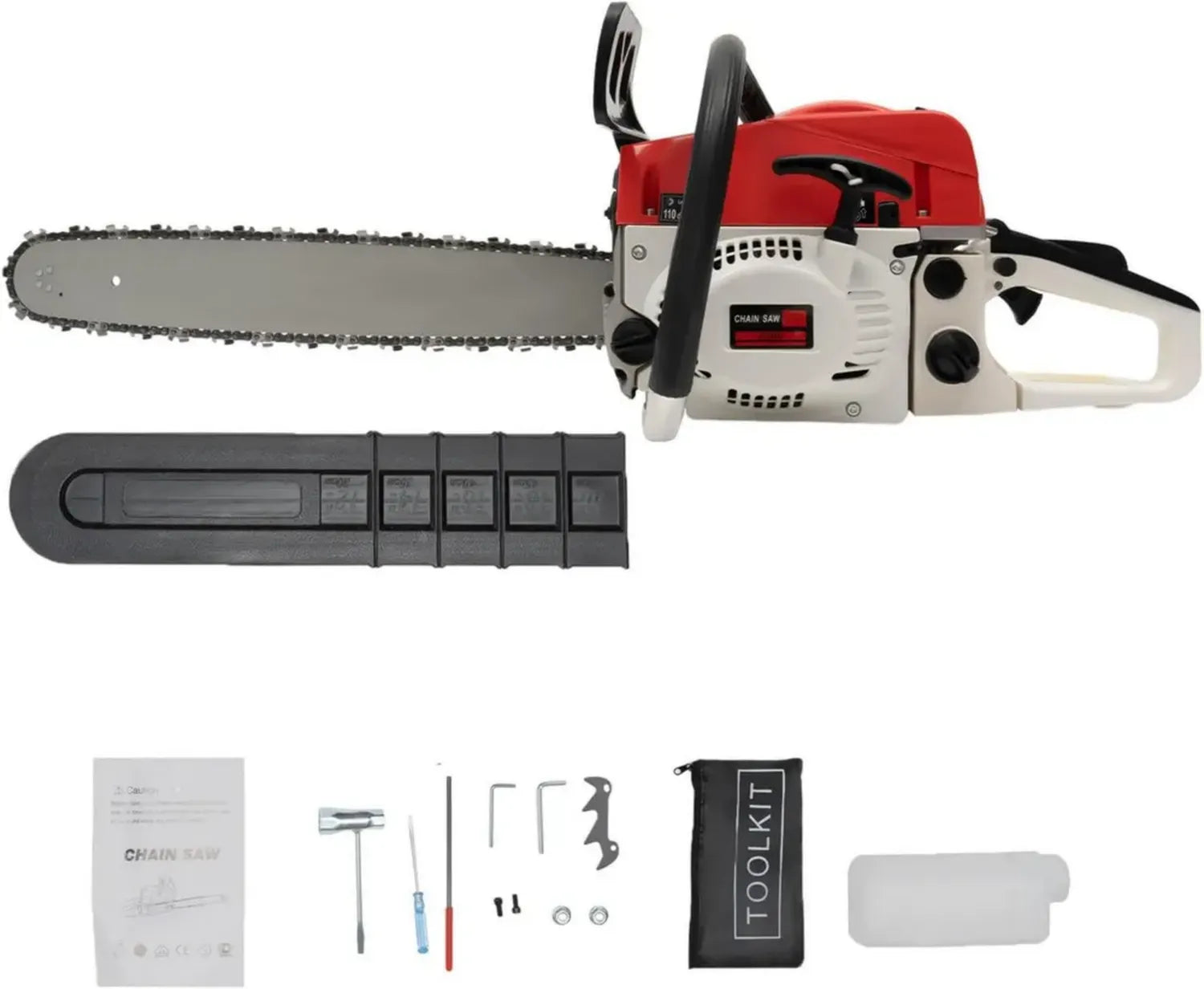 Scie à Chaîne Thermique 52CC 2000W, 20 Pouces, 2 Temps, 7500 tr/min, pour Coupe de Bois