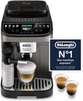 De'Longhi Magnifica Evo Next - Machine à Café Automatique avec Mousseur à Lait LatteCrema, 13 Boissons, Écran Tactile, Titane/Noir