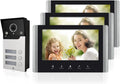Visiophone Connecté avec Écran Tactile 7' et Caméra Nocturne, Système d'Interphone Vidéo Filaire 3 Unités