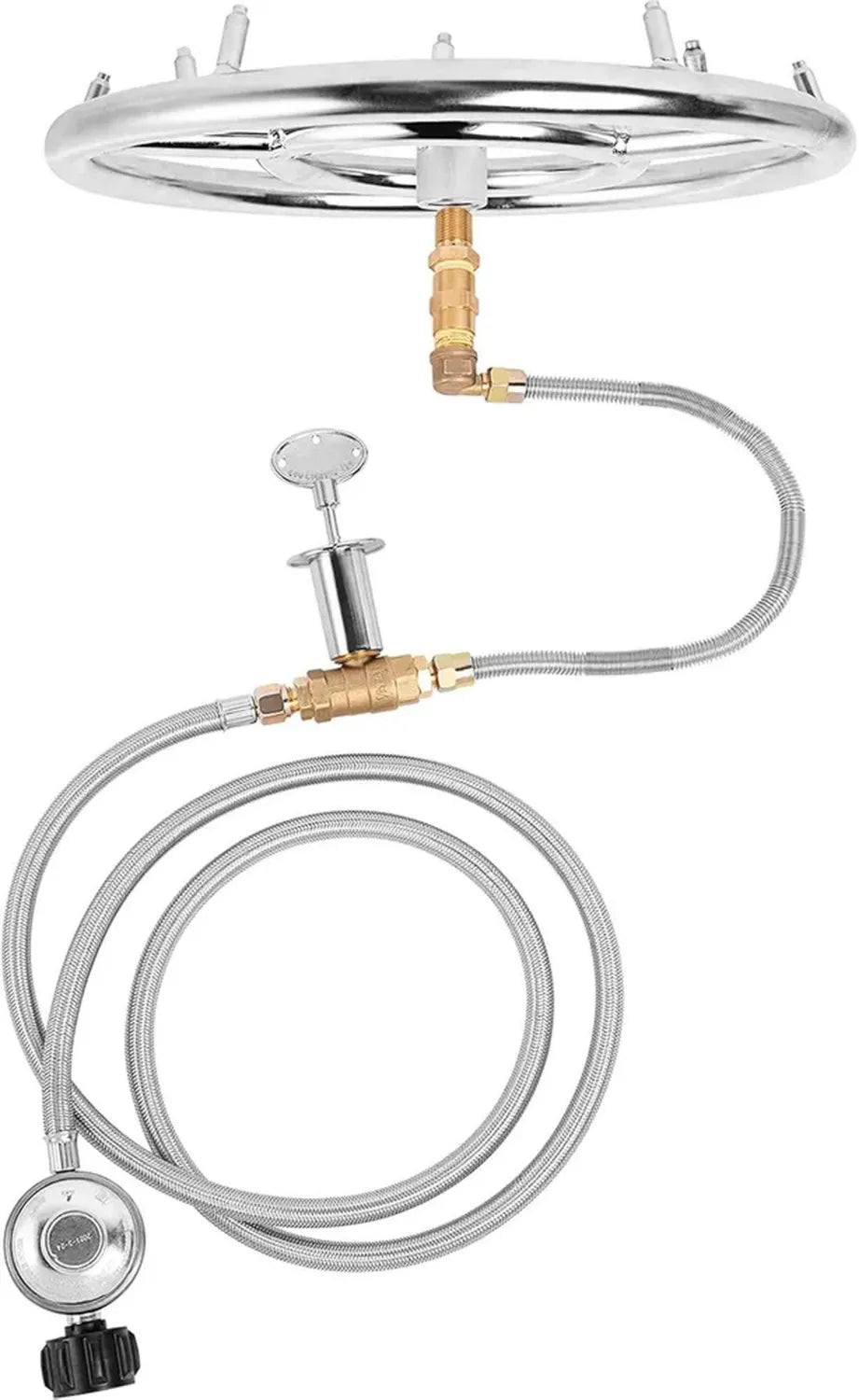 Kit de Foyer au Gaz Propane GASPRO, Brûleur Circulaire 30,5 cm, Acier Inoxydable 304, Usage Intérieur/Extérieur