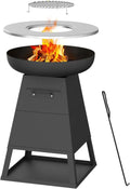 BALI OUTDOORS Brasero Extérieur avec Plancha Cheminée de Jardin en Bois