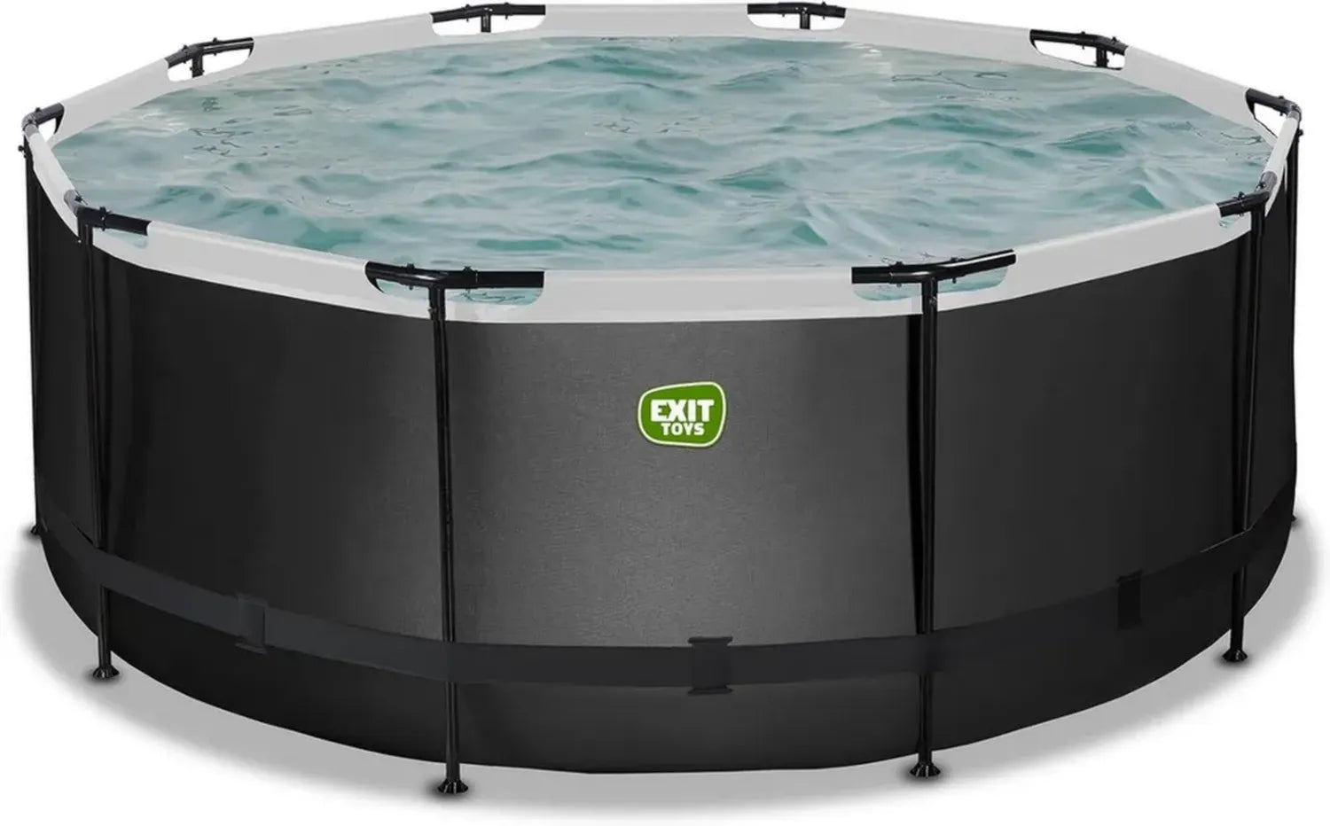 Grande Piscine Ronde Noire avec Pompe Filtrante et Échelle - 360x122 cm - Structure Solide en Acier