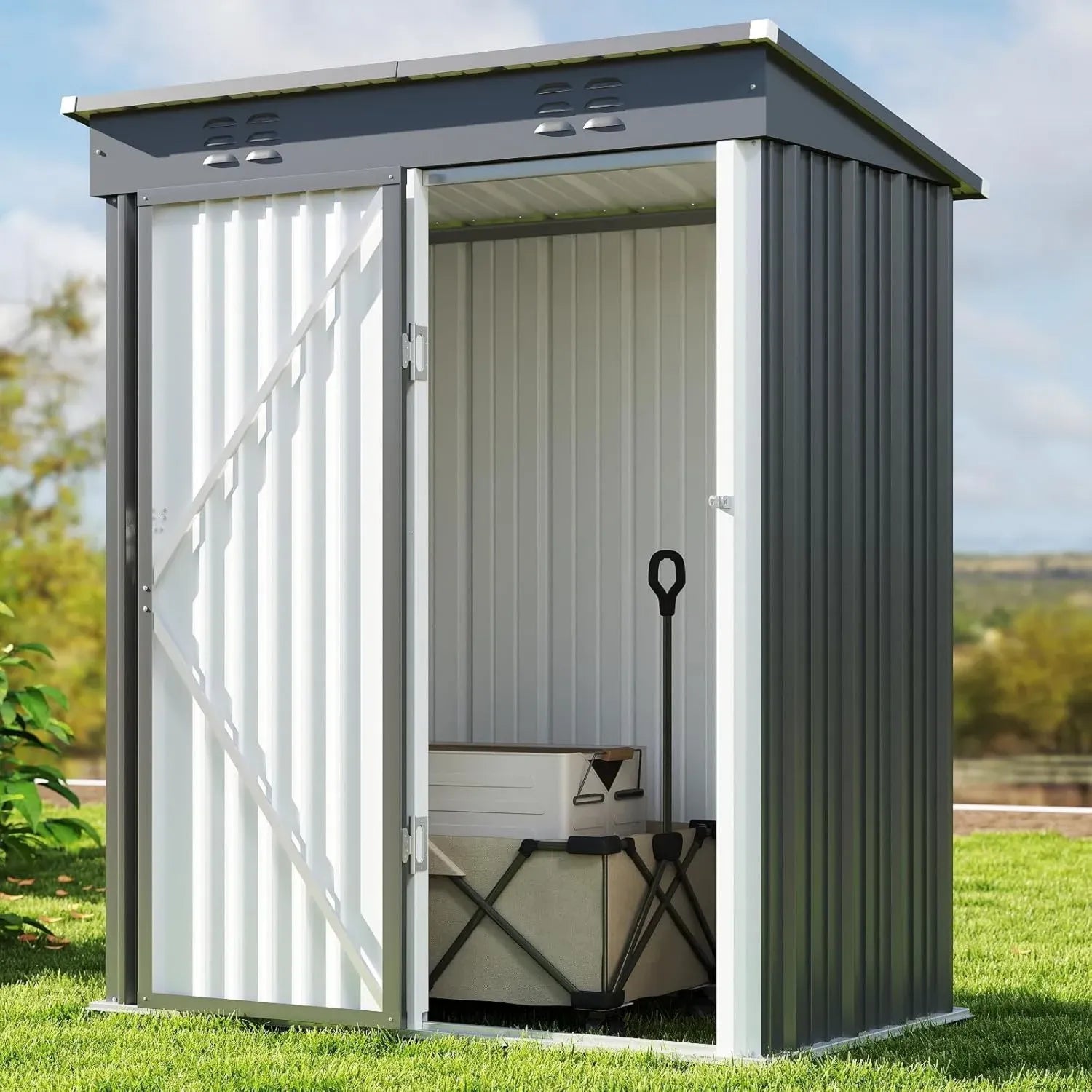 Abri de Jardin Métal Bealife 180x162x95 cm pour Outils et Rangement Extérieur