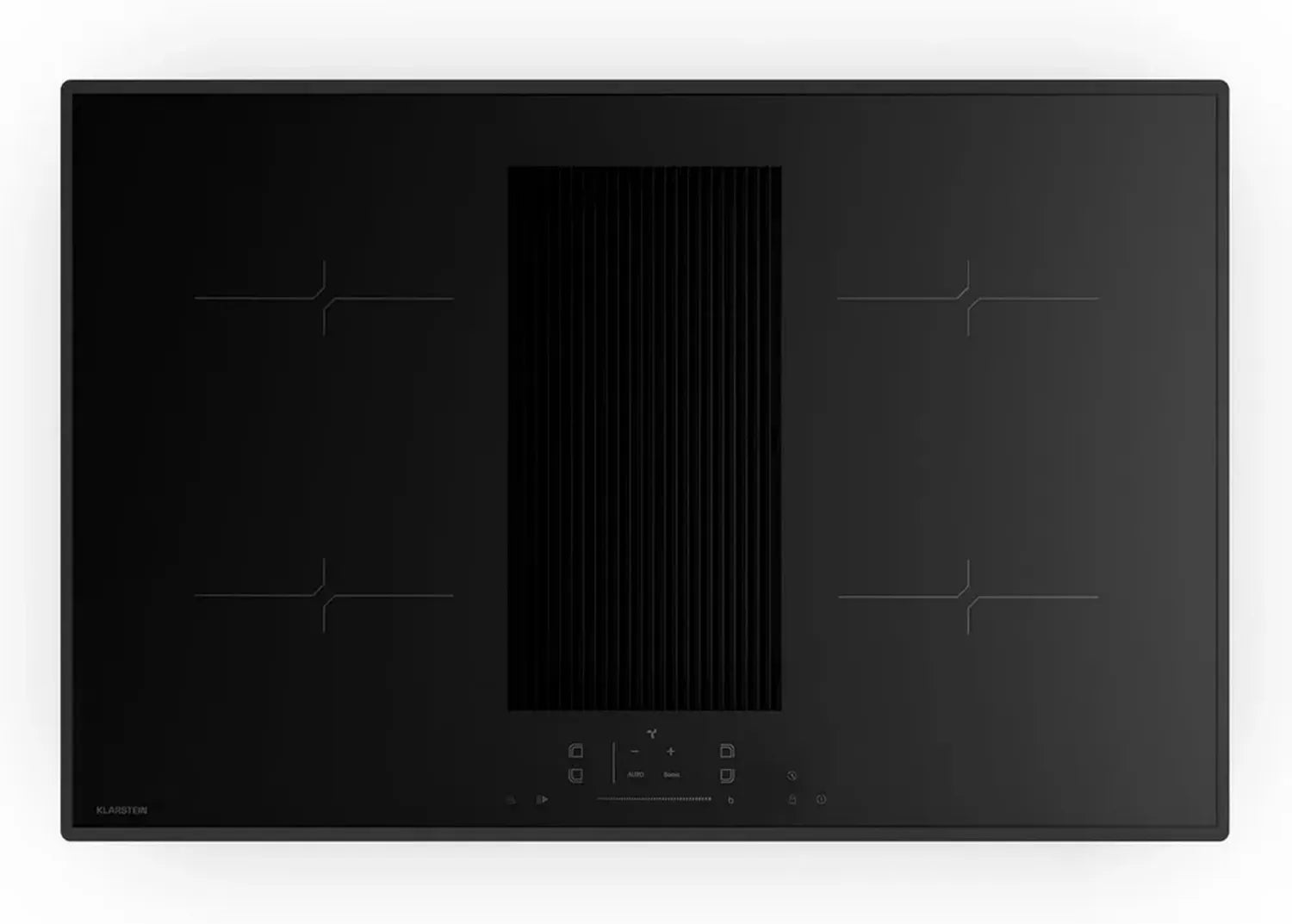 Klarstein Velaire Table de Cuisson à Induction avec Hotte Intégrée - 4 Foyers, 8400W Boost, Commandes Tactiles, Minuterie, Sécurité Enfants, Détection Automatique, Verre Noir 80cm