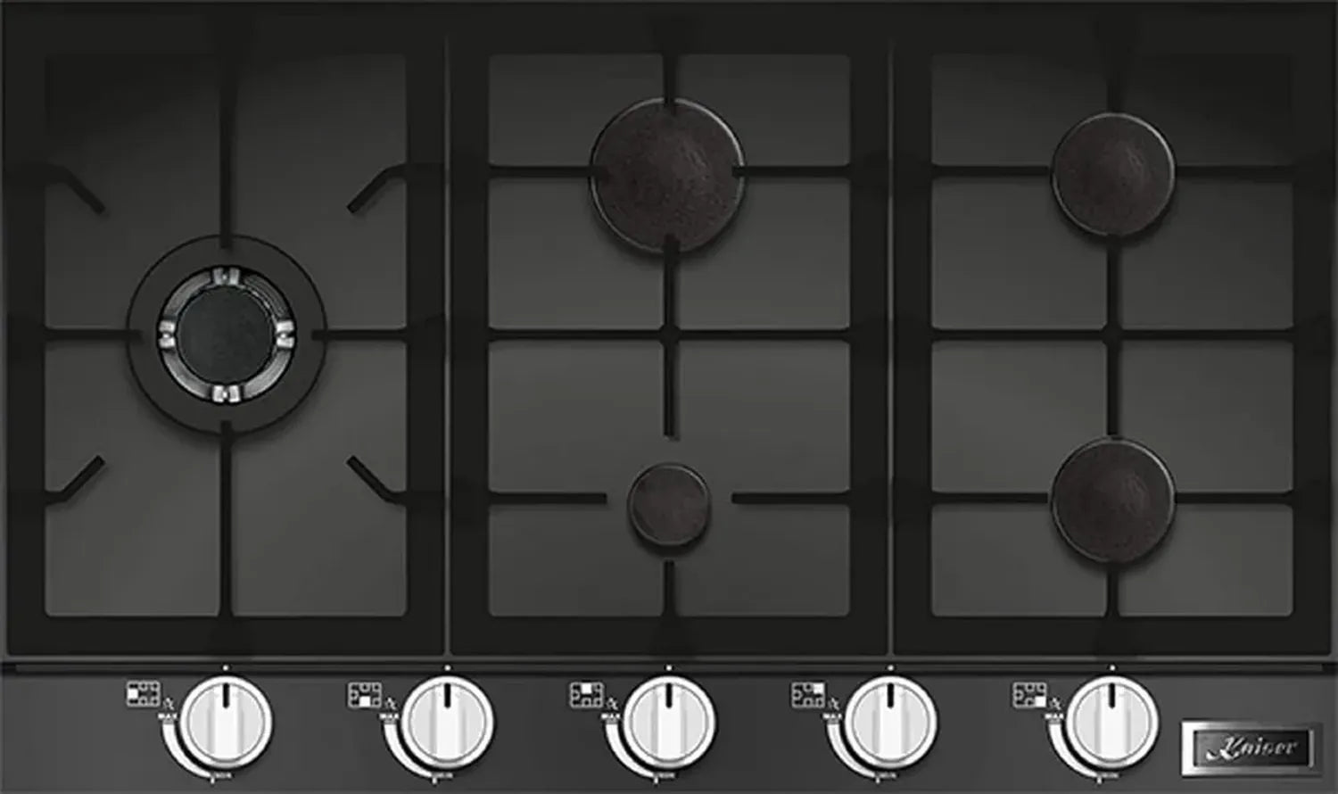 Plaque de cuisson à gaz autarcique 90cm Kaiser KCG 9387, verre noir
