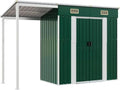 Abri de Jardin en Métal Vert avec Porte Coulissante et Aération, 277x107x181 cm