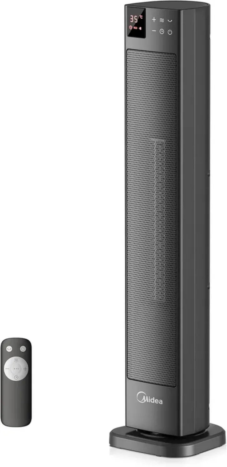 Radiateur Céramique Midea 2000W avec Télécommande et Thermostat, 76cm, 3 Modes, Minuterie 24H, Sécurité Anti-Surchauffe et Anti-Basculement, Chaleur Rapide pour Bureau et Chambre