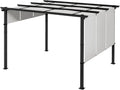 Tonnelle Outsunny avec Toiles Coulissantes Réglables, 3,5 x 3 x 2,35 m, Résistant UV, Gris Clair, Cadre Acier Noir