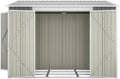 Cabane Métallique 6x8 Pieds - Espace 4,5 m² avec Double Portes et Portillon Latéral, Abri en Acier Anti-Intempéries Toit Incliné, Idéal pour Ranger 4 à 6 Vélos