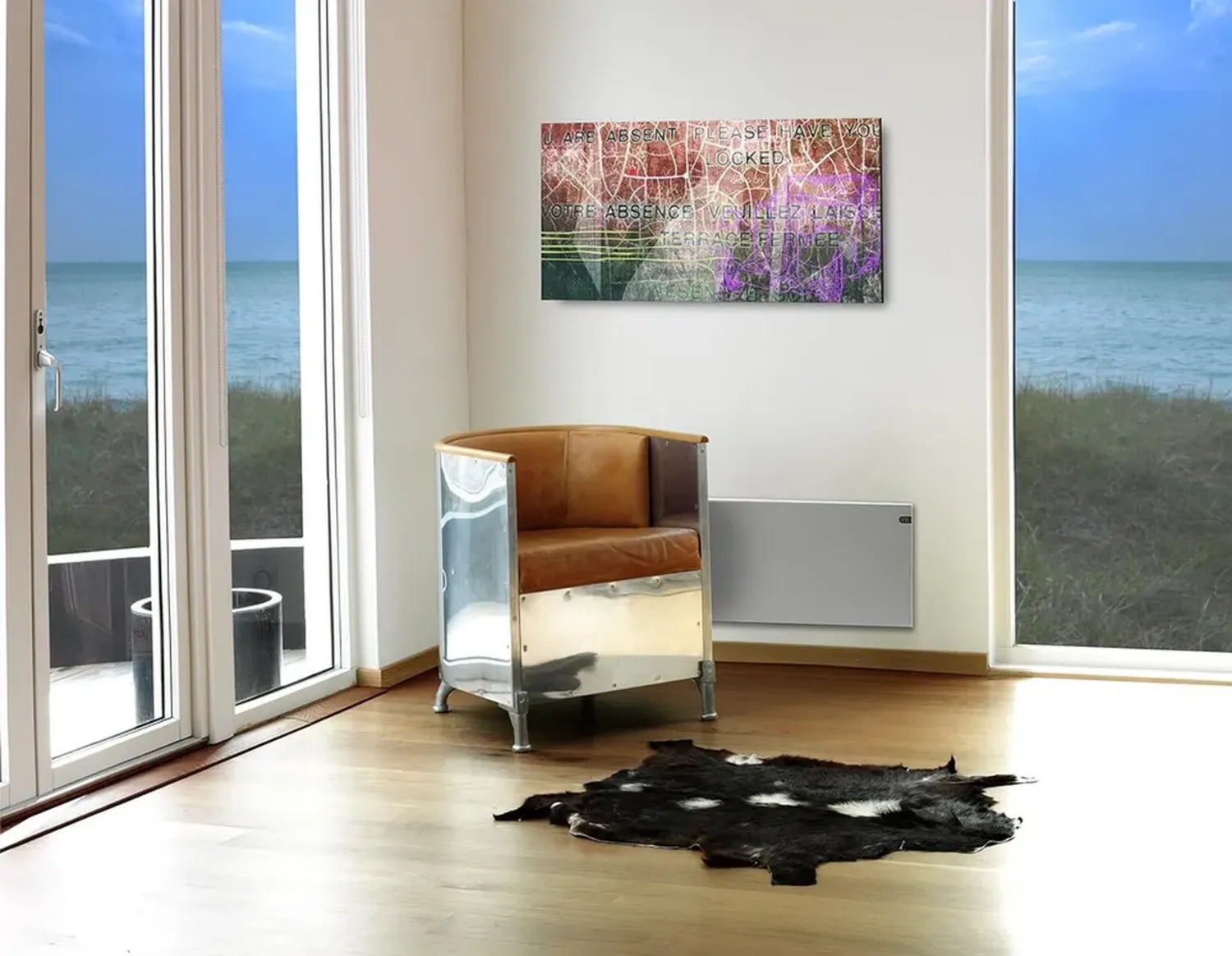 Radiateur Électrique Mural Adax Neo NP 2000W Argent - Économe en Énergie avec Thermostat, 370mm