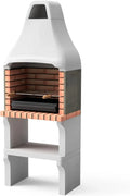 MOVELAR - Barbecue en béton réfractaire à bois et charbon New Iberia Plus XL (Gris, Orange - 69 x 47 x 190 cm) - Idéal pour jardin et patio