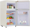 Réfrigérateur Compact avec Congélateur, Double Porte, Clayettes Ajustables, Poignée Amovible, Réglage de Température à 7 Niveaux, Idéal pour Dortoir, Bureau, Appartement, Blanc
