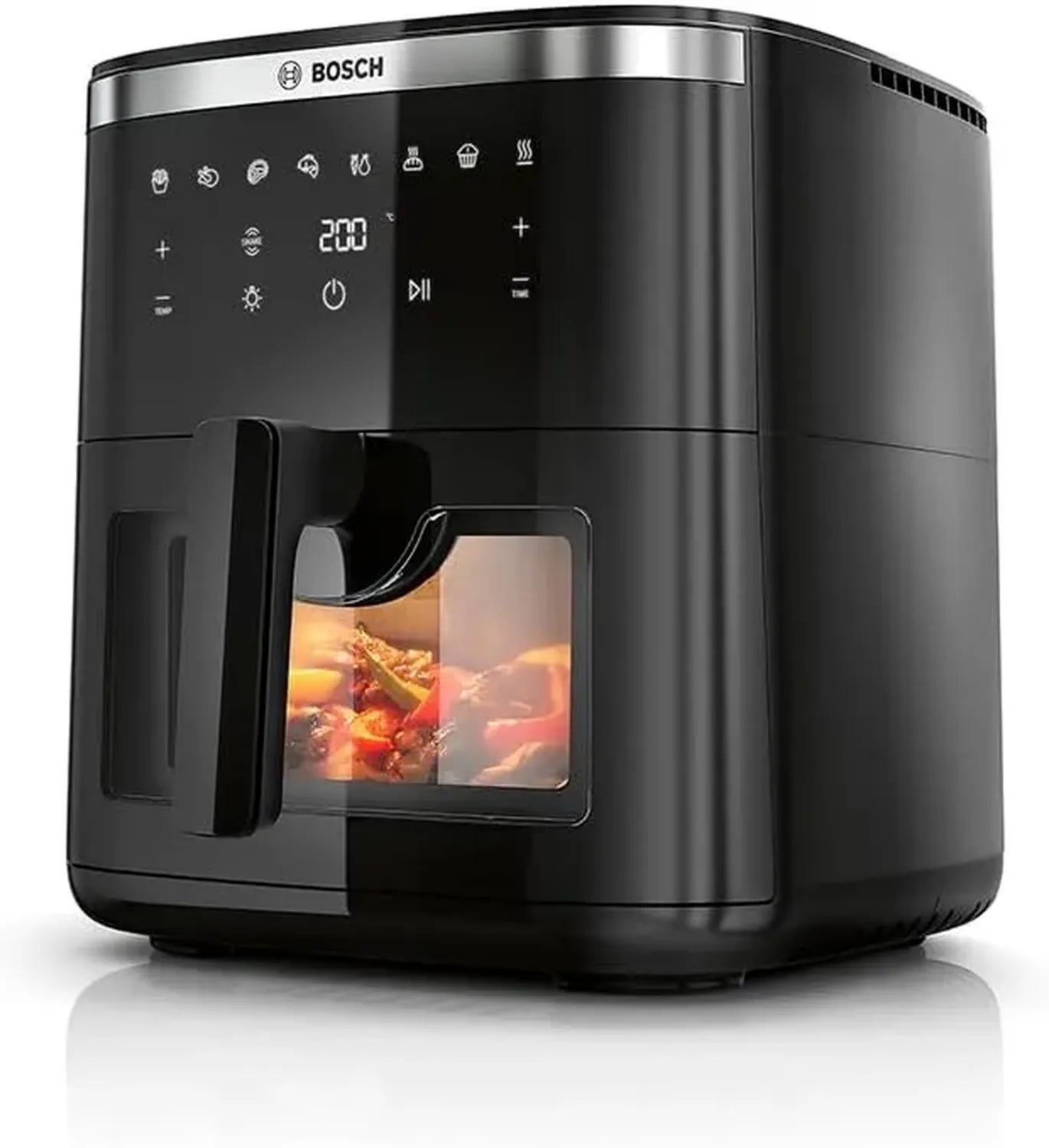 Friteuse à Air Bosch Série 6 XXL, 7,2L, 7 Programmes, Cuisson Rapide, Éclairage Intégré, Noire