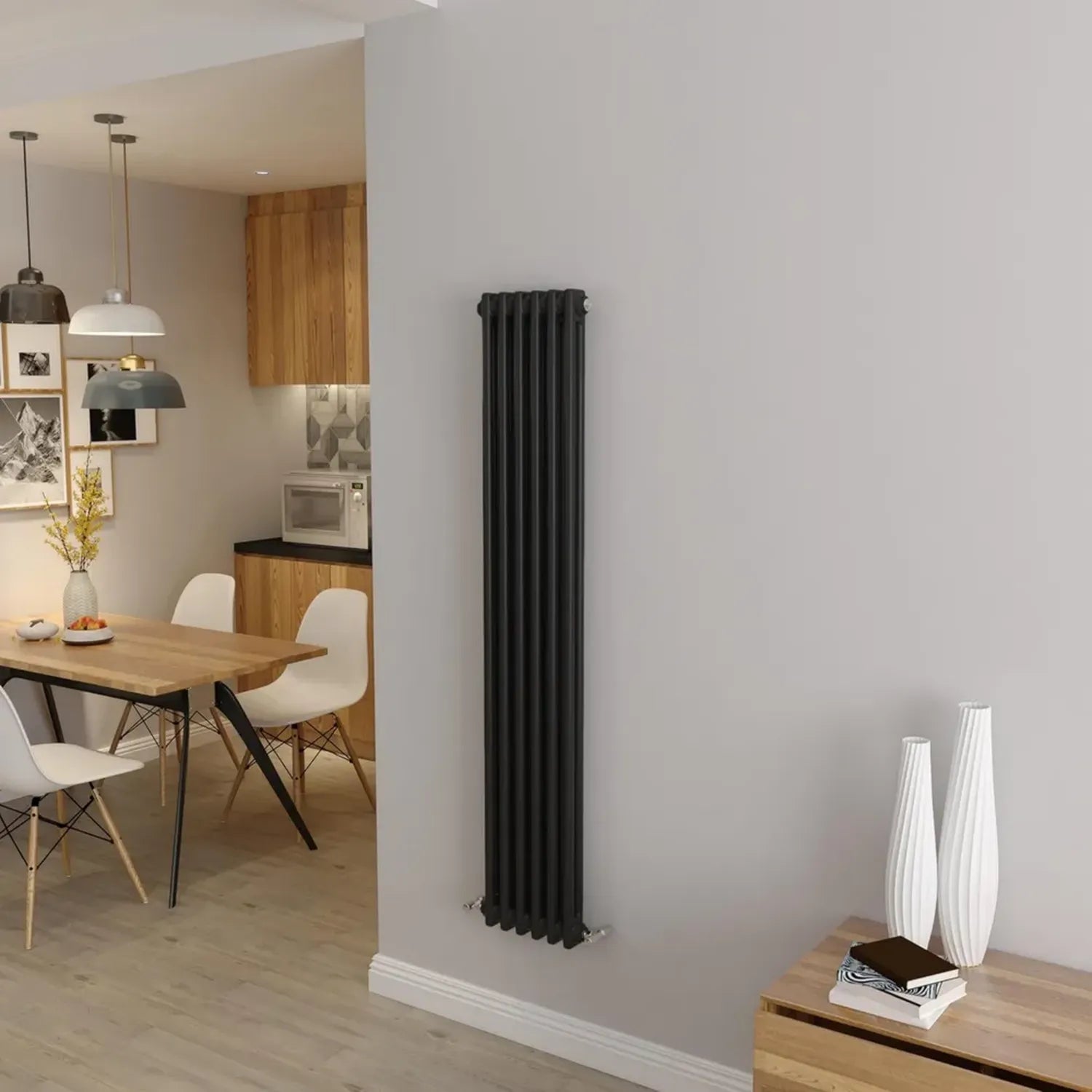 Radiateur en fonte à double colonne noir 1500x290 mm - Design élégant