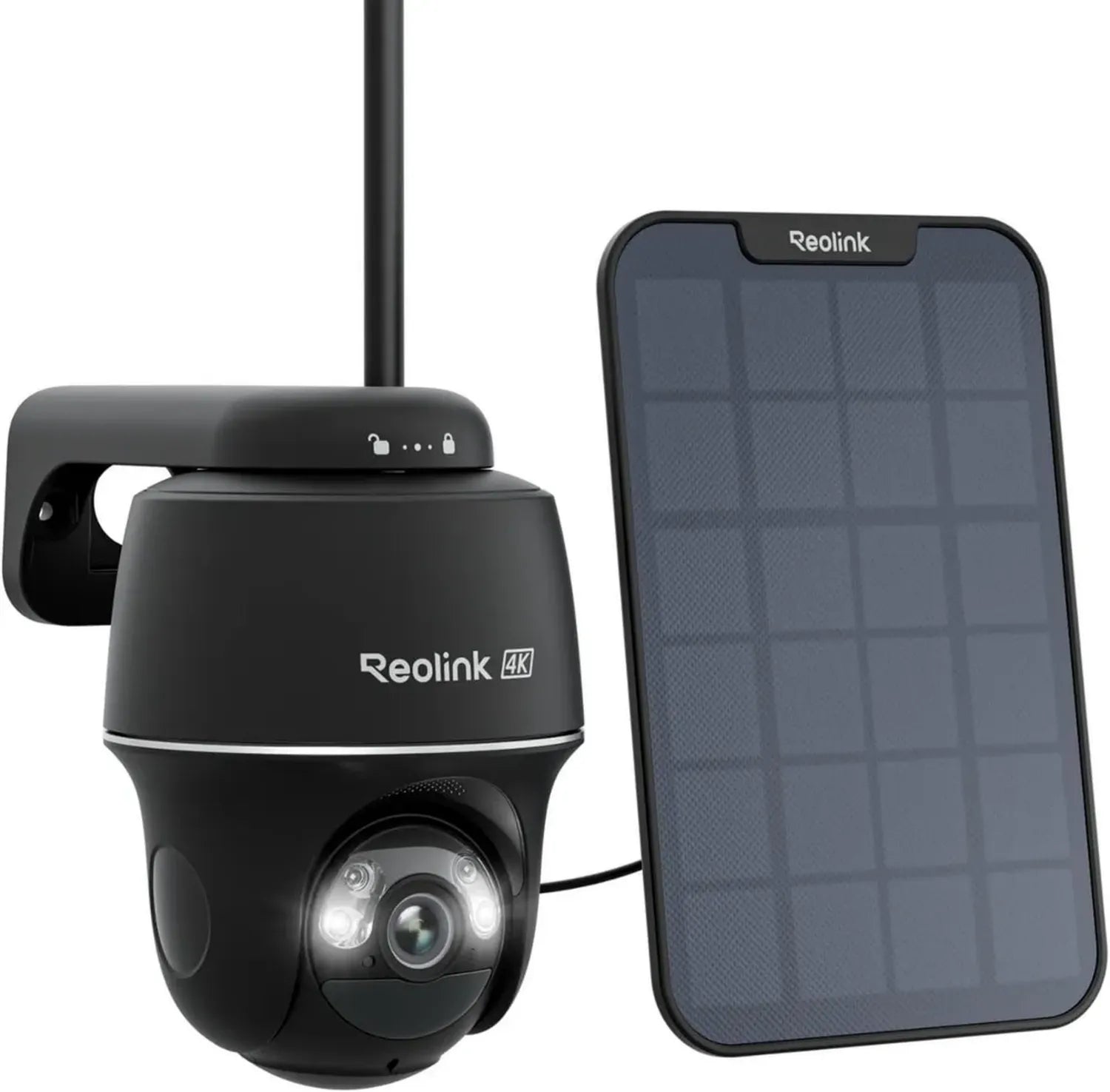 Caméra Extérieure 4K Solaire WiFi Reolink, PTZ Panoramique, WiFi 6 Double Bande, Détection Intelligente, Suivi Auto, Vision Nocturne en Couleur, Argus PT Ultra avec Panneau Solaire Noir